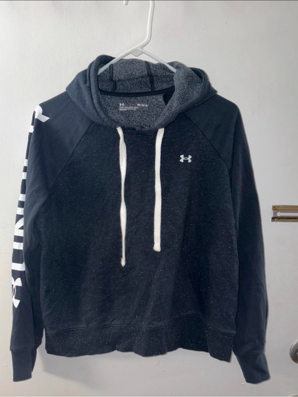 Under Armour Black Hooded Sweatshirt with White Drawstrings